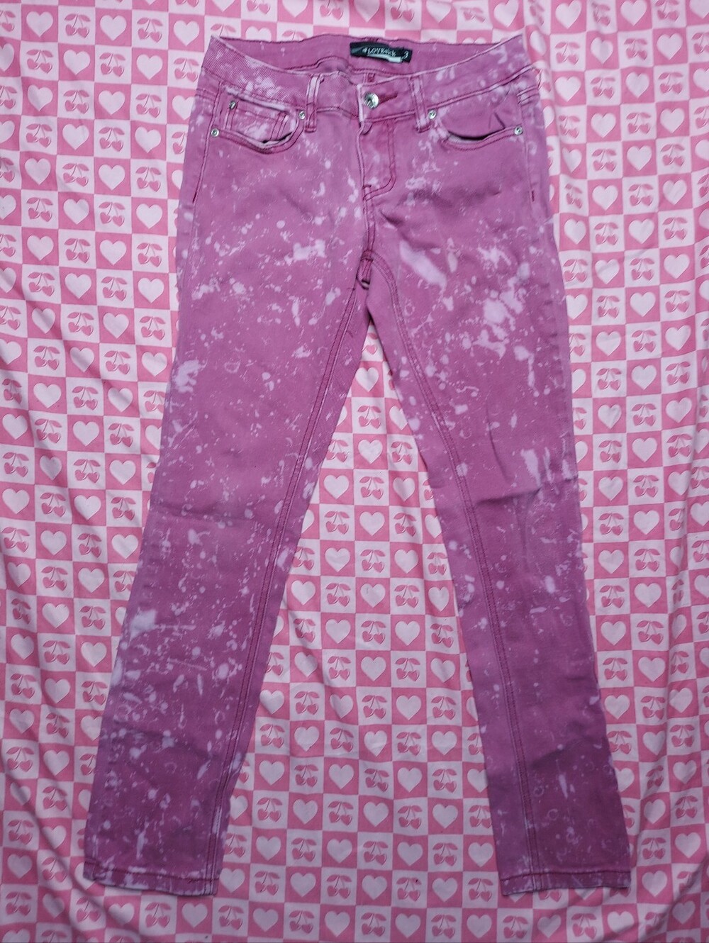 Lovesick Fushia Tie Dye Splat Skinny Jean Pants